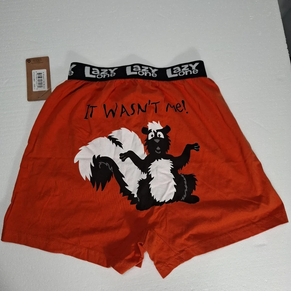 Lazy One Bright Orange Funny Boxers with Black Waistband Size S 